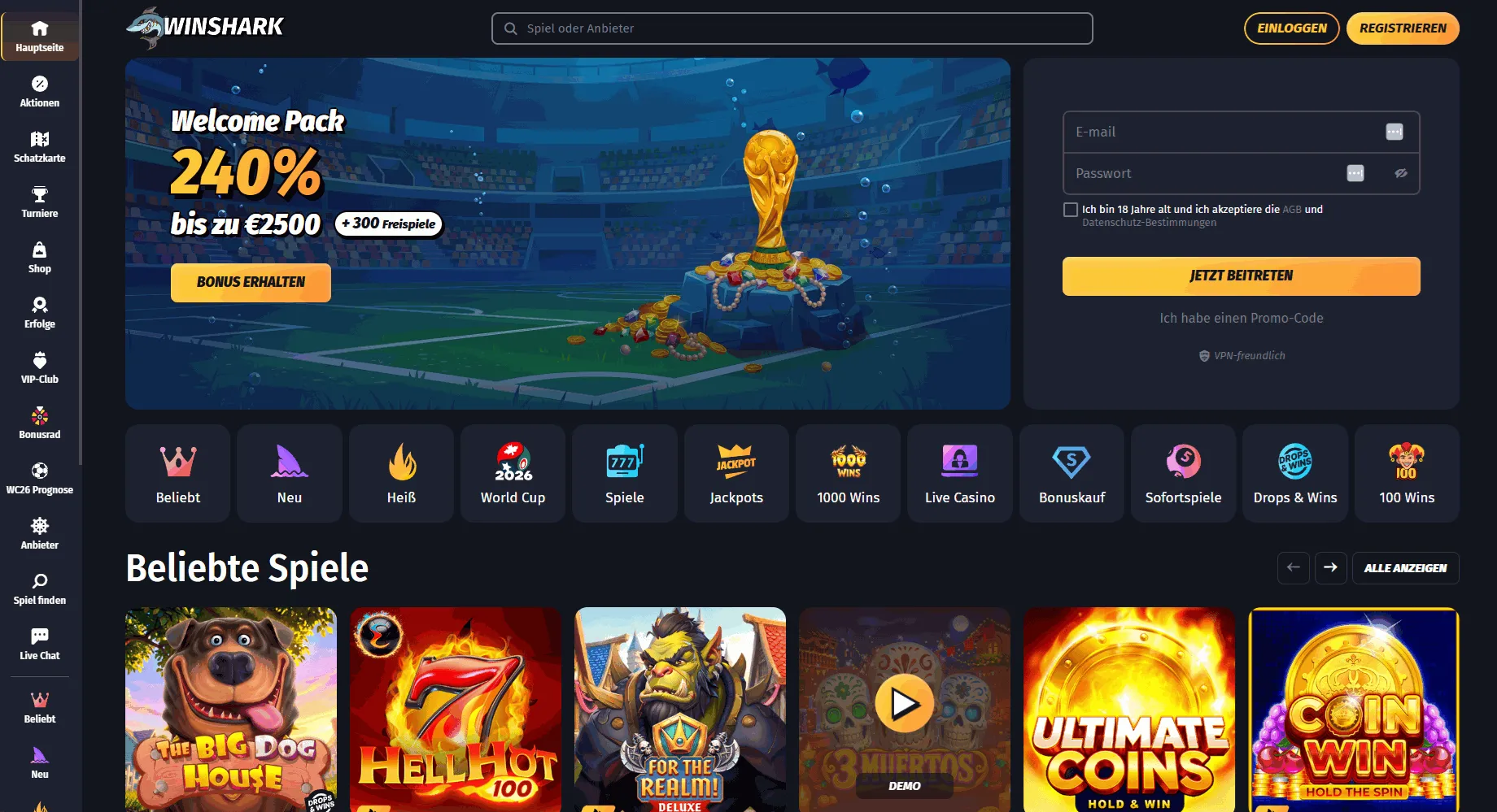 Winshark casino angebote Winshark online casino startseite